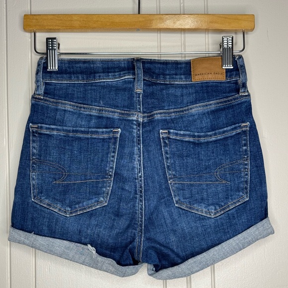 American Eagle Outfitters Blue Jean Shorts with Cuffed Hem - Picture 2 of 5